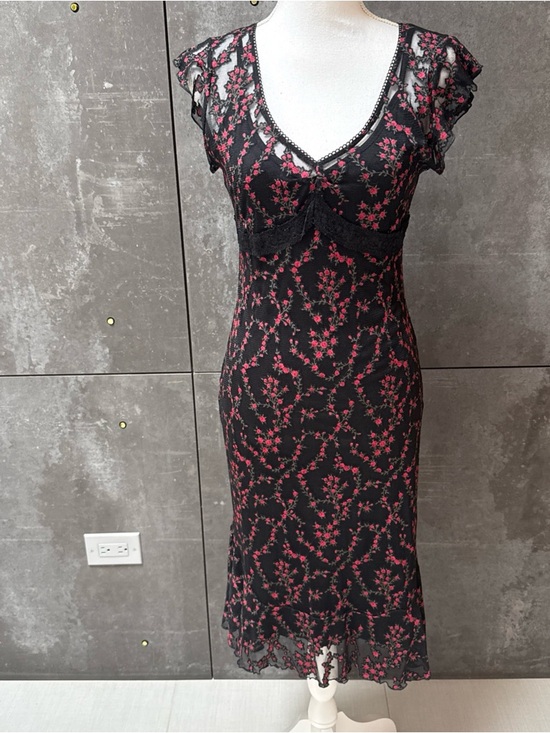 Heart Moon Star Dresses & Skirts - Y2K Heart Moon Star black read flowers Lace  Dress Whimsigoth size M